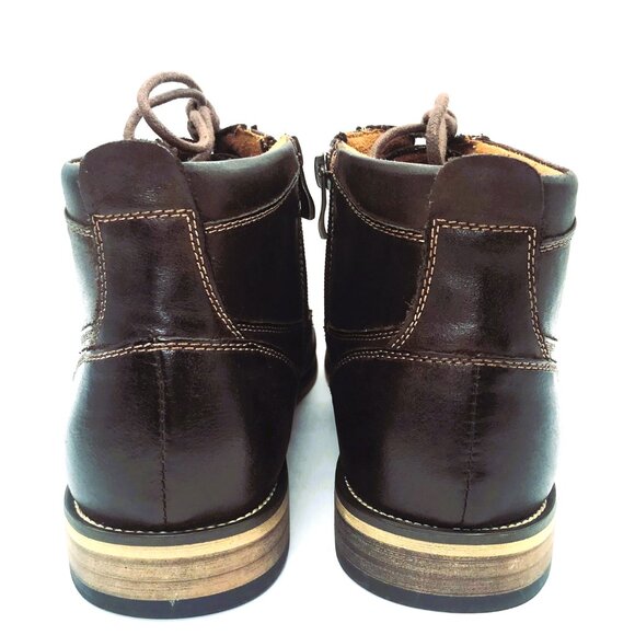 Steve Madden Jabbar Dk Brown Leather Boots, Cap Toe & Side Zip Men\'s Size 11 EUC main image 4